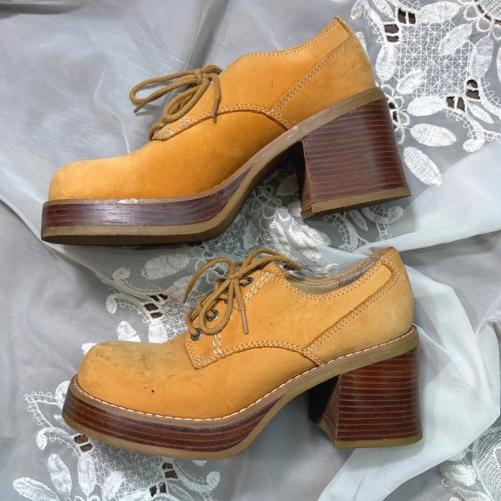 Insane RARE Y2K Candies Vintage 90s Chunky Platform Oxfords Block Heel 8.5 M